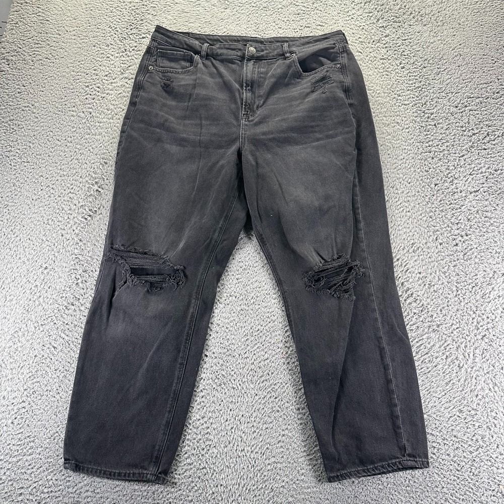 American Eagle Outfitters Real Good Jeans Women 16 Black Denim Mom Straight Leg